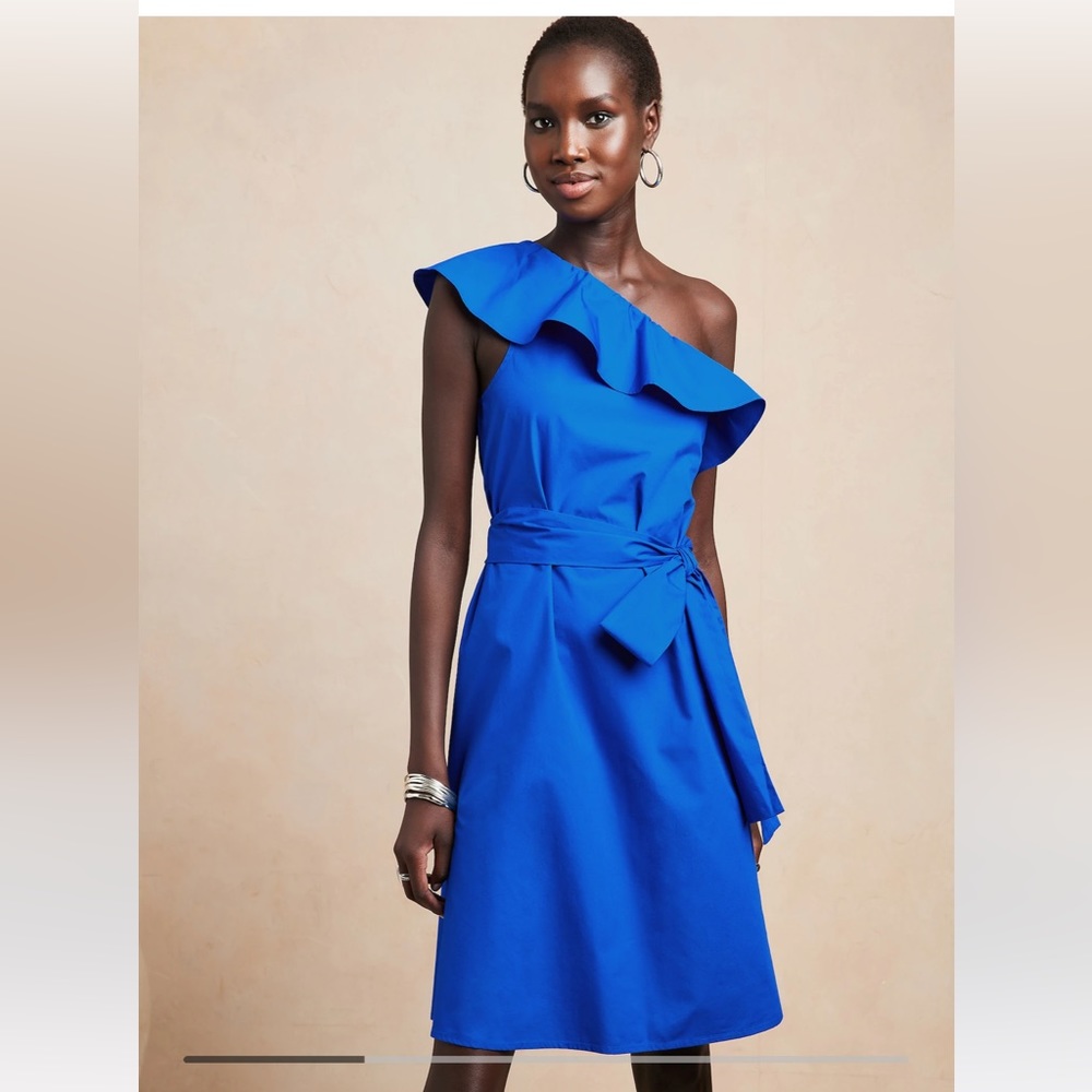 Blue one shoulder dress